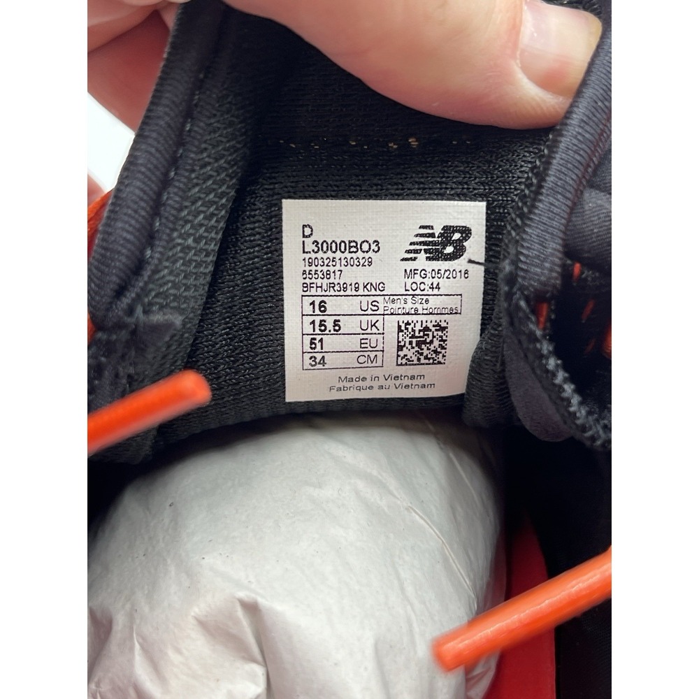 New Balance BFHJR3922 Metal Baseball Cleats Black Orange Men's Size 16 NWOT - Picture 8 of 9